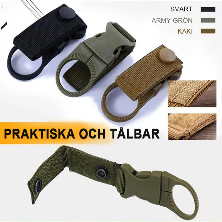 "Nylon bärrem för vattenflaska, slitstarka spännen, svart design, tillverkad av högkvalitativt material, för friluftsliv."