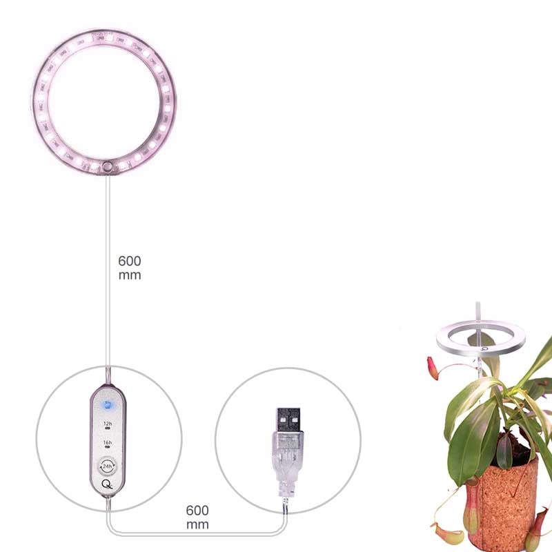 "Odlingslampa för inomhusväxter, gul, fullspektrum LED; stilren och kompakt design för optimalt växtljus."