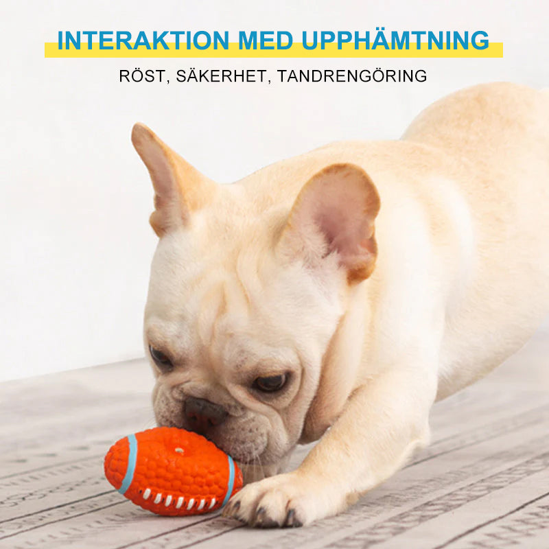 "Odödlig hundleksak i latex för aggressiva tuggare, designad med majsstruktur för tandhälsa, hög studs och bollform."