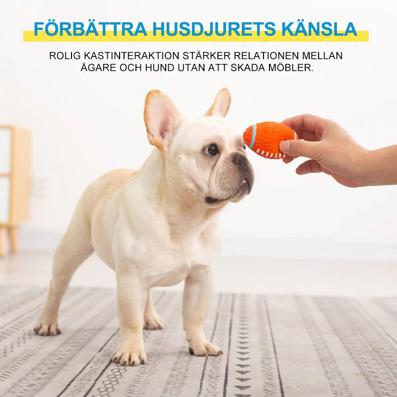 "Odödlig hundleksak i latex för aggressiva tuggare, designad med majsstruktur för tandhälsa, hög studs och bollform."