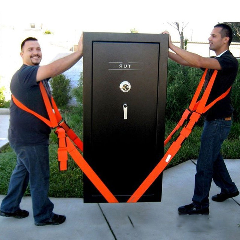 "Orange justerbara lyft- och rörelseselar för möbler, 3 meter långa, vävd polymer, med robust järnspänne, 2 st."