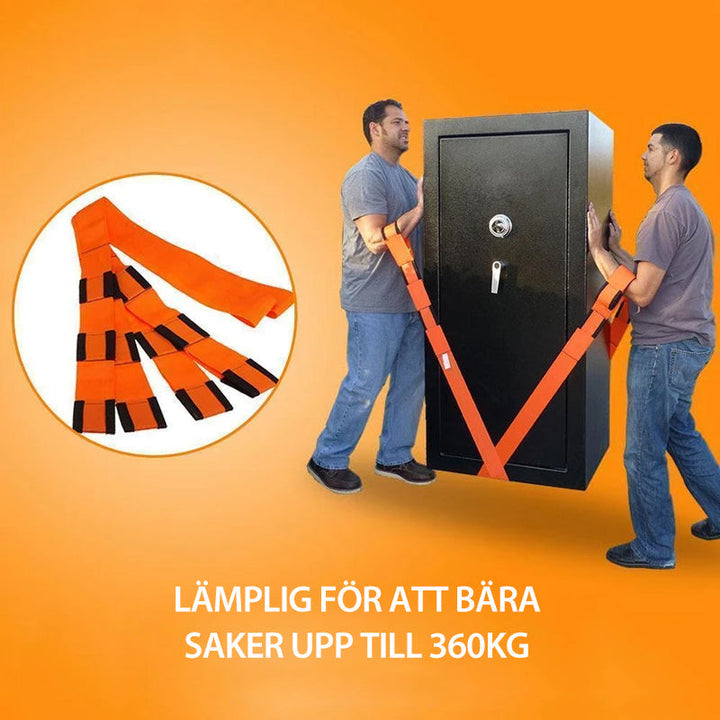 "Orange justerbara lyft- och rörelseselar för möbler, 3 meter långa, vävd polymer, med robust järnspänne, 2 st."