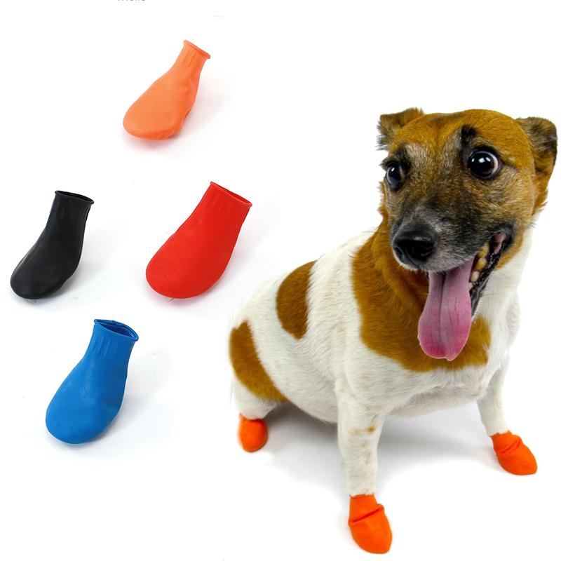 Orange vattentäta hundskor med bra grepp och komfort, perfekt för alla väder och hundpromenader, syns på tassar.