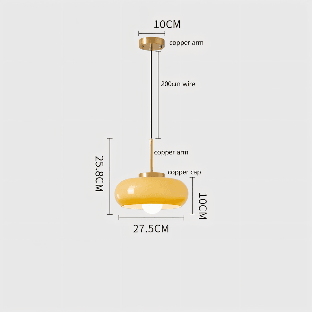 Bauhaus-inspirerad kupollampa, orange/vit LED. Modern takbelysning.