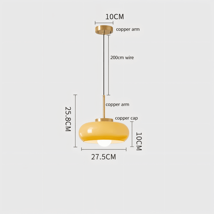 Bauhaus-inspirerad kupollampa, orange/vit LED. Modern takbelysning.