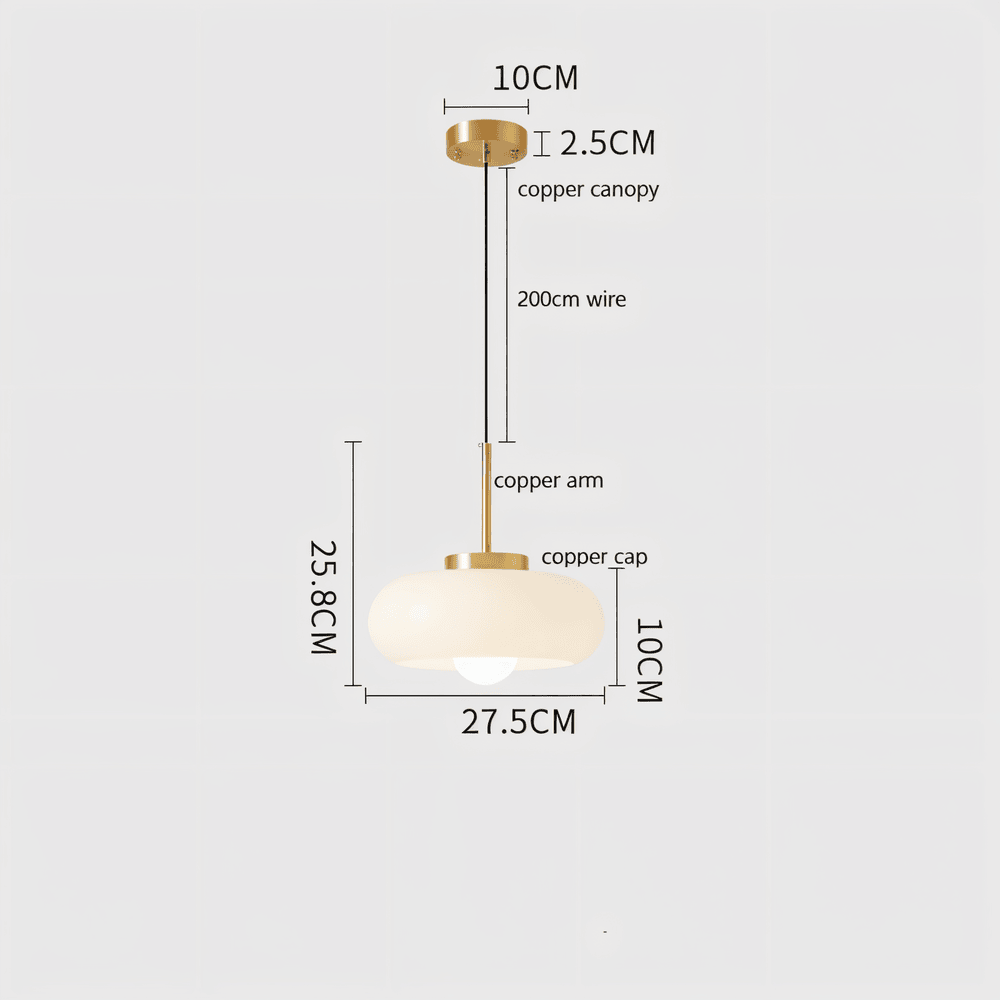 Justerbar orange & vit LED-lampa, retro Bauhaus pendellampa. Funktionell design.