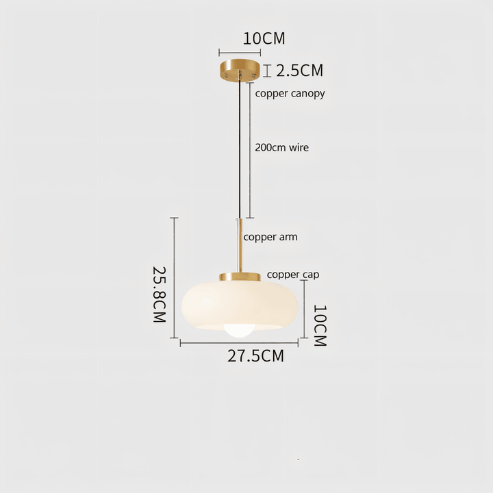 Justerbar orange & vit LED-lampa, retro Bauhaus pendellampa. Funktionell design.