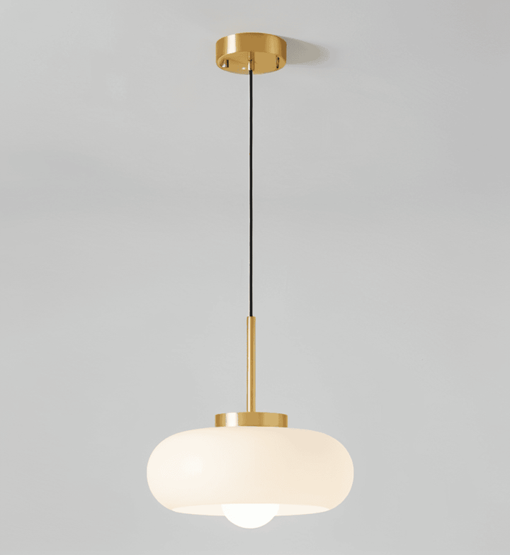 Unik retro kupollampa i orange & vitt, LED. Stilren pendellampa för hemmet.
