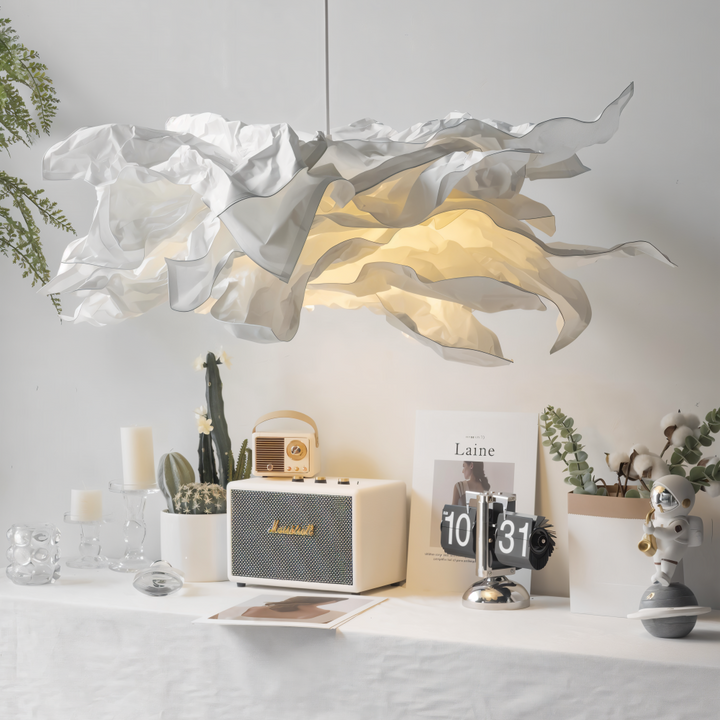 OriCloud DIY papperspendellampa, vit molnlampa för modern skandinavisk inredning.