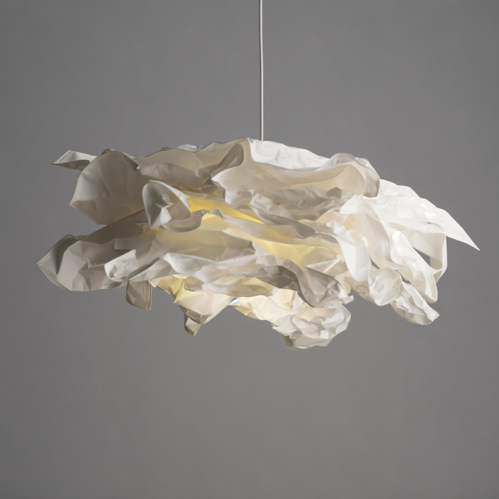 Modern vit OriCloud papperslampa, elegant pendellampa som förhöjer heminredningen.