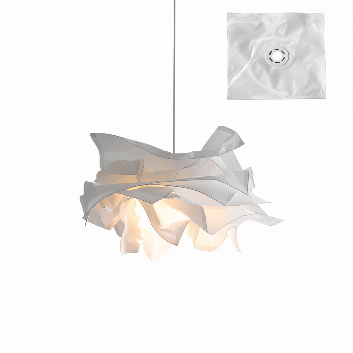 Vit OriCloud DIY belysning, papperskonst som molnformad taklampa med karaktär.