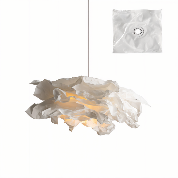 OriCloud konstnärlig molnpendellampa, vit papperslampa som unik ljuspunkt i rummet.