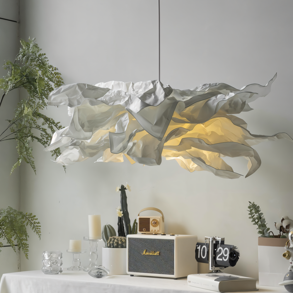 Modern designlampa, OriCloud papperspendellampa, perfekt för minimalistisk heminredning.