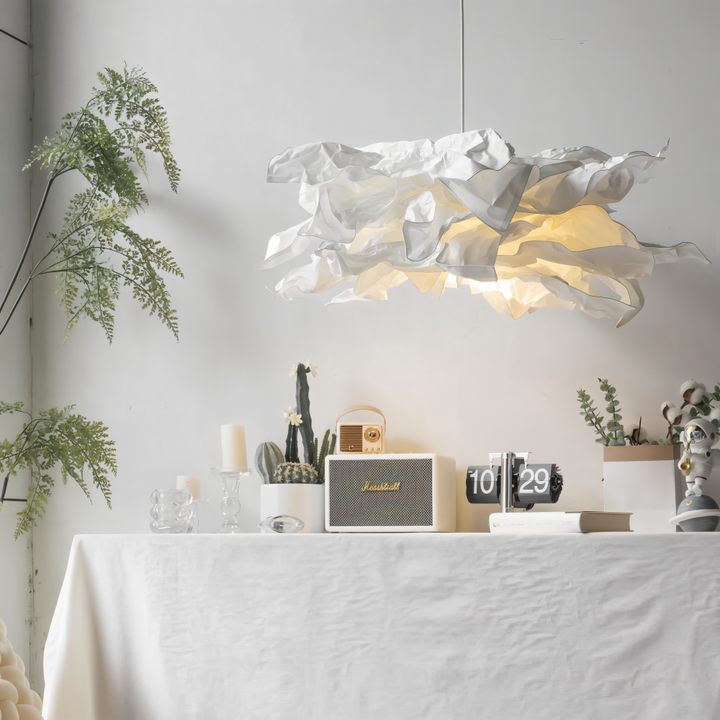OriCloud DIY pendellampa i papper, vit taklampa för mysig och inbjudande atmosfär.