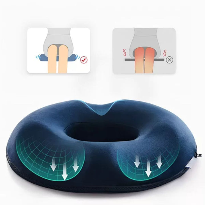 Ergonomiskt sittstöd för män och kvinnor, förbättrar sittkomforten med tryckavlastning.