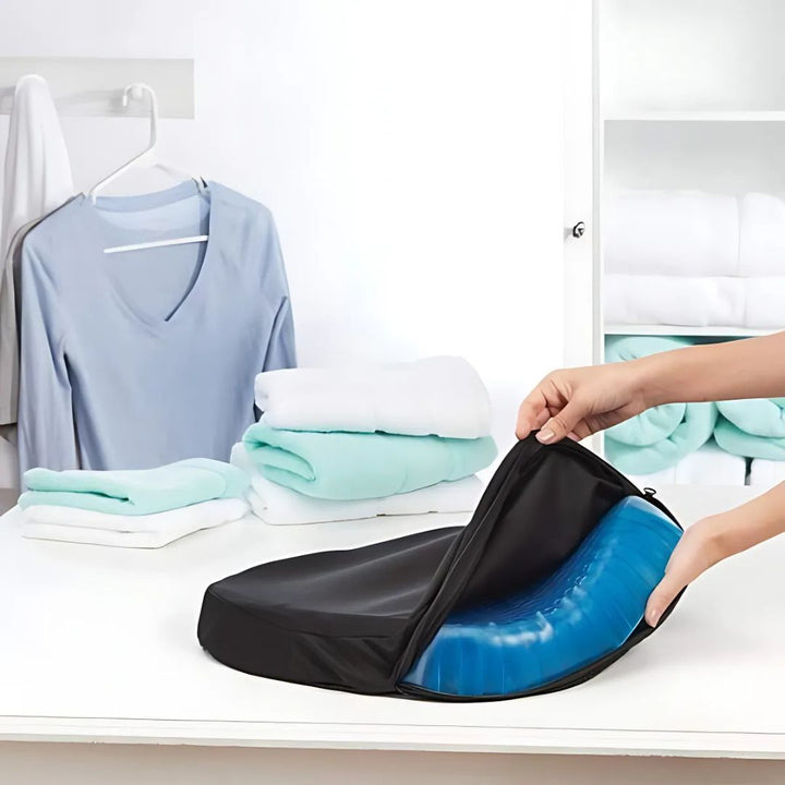 Ortopedisk gelkudde för kontor, bil, rullstol. Erbjuder ergonomisk tryckavlastning och komfort.