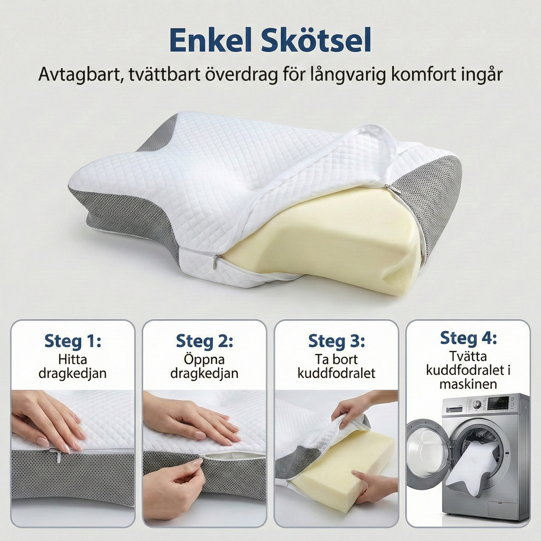 Ergonomisk nackkudde som lindrar nacksmärta och främjar avslappnad sömn. Unisex modell.