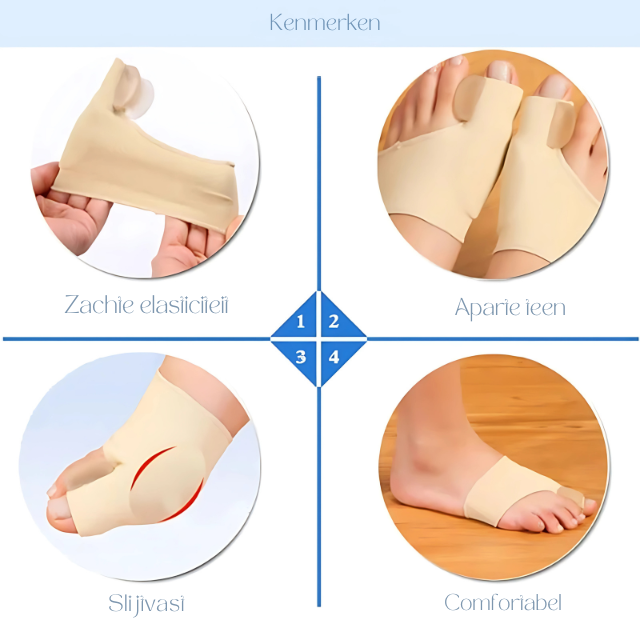 Smärtlindrande tåseparator med gelkudde. Idealiskt ortopediskt fotskydd för hallux valgus & fotvård.