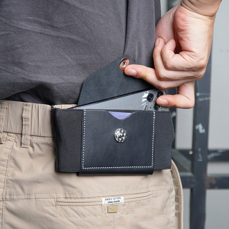 Osynlig stöldskydds-bumbag för män med stretchbälte, svart, kompakt och stilren design för säker förvaring av värdesaker.