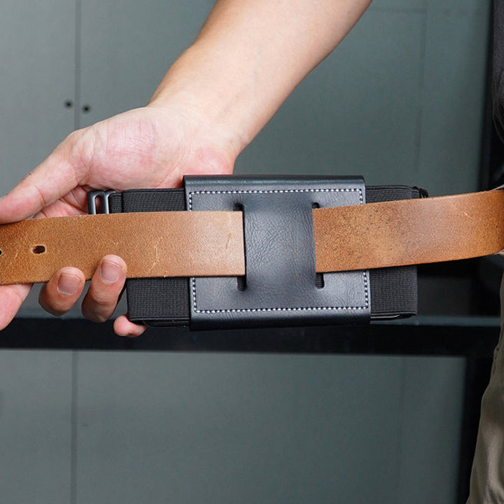 Osynlig stöldskydds-bumbag för män med stretchbälte, svart, kompakt och stilren design för säker förvaring av värdesaker.