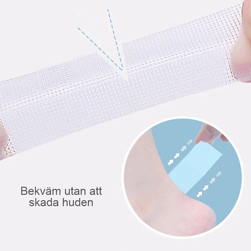 "Osynliga andningsbara unisex hälskydd i diskret design, ger komfort i alla skor, skyddar mot smärta och skav."