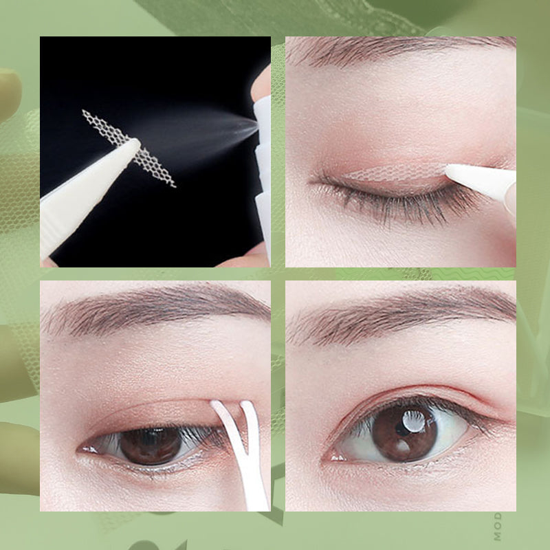 "Osynliga dubbla ögonlocksremsor lyfter ögonlocken med diskret och transparent design för naturlig och ungdomlig look."