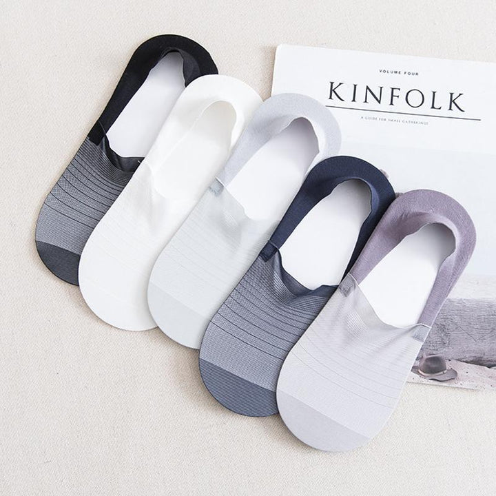 "Osynliga issilkes båtsstrumpor för män med anti-skip design i andningsbart material, perfekta till sommaren."