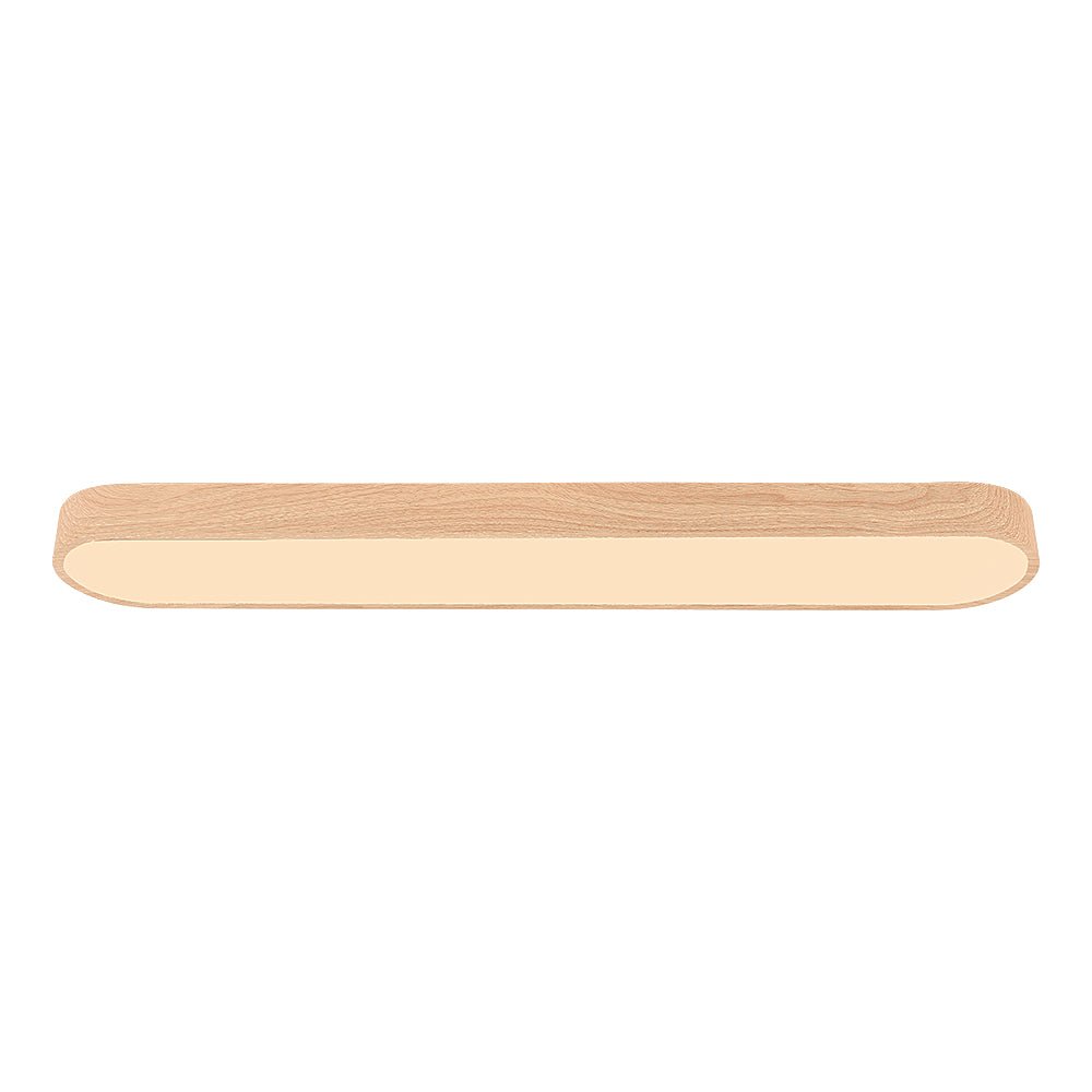 Modern oval LED-takbelysning för vardagsrummet, med minimalistisk design och trädetalj.