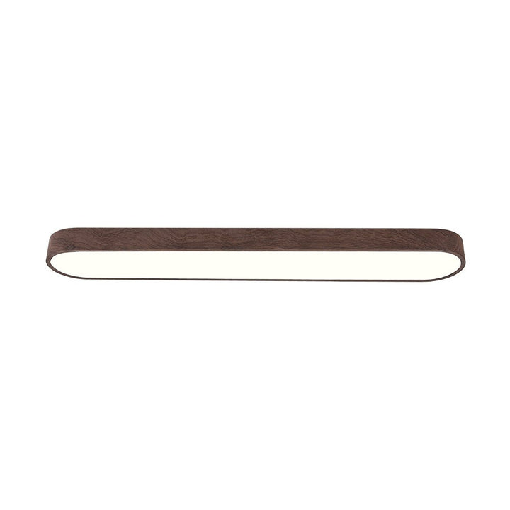 Unik oval LED taklampa med trädetalj, en modern accent för din minimalistiska inredning.