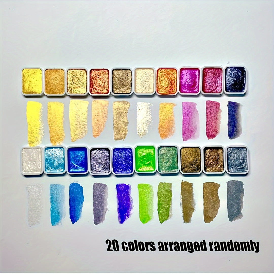 Skimrande pärlemor vattenfärgset, 20 livfulla pigment. För konstnärer som målar & utövar kalligrafi.