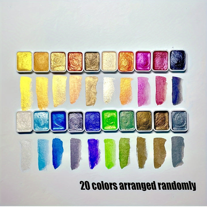 Skimrande pärlemor vattenfärgset, 20 livfulla pigment. För konstnärer som målar & utövar kalligrafi.
