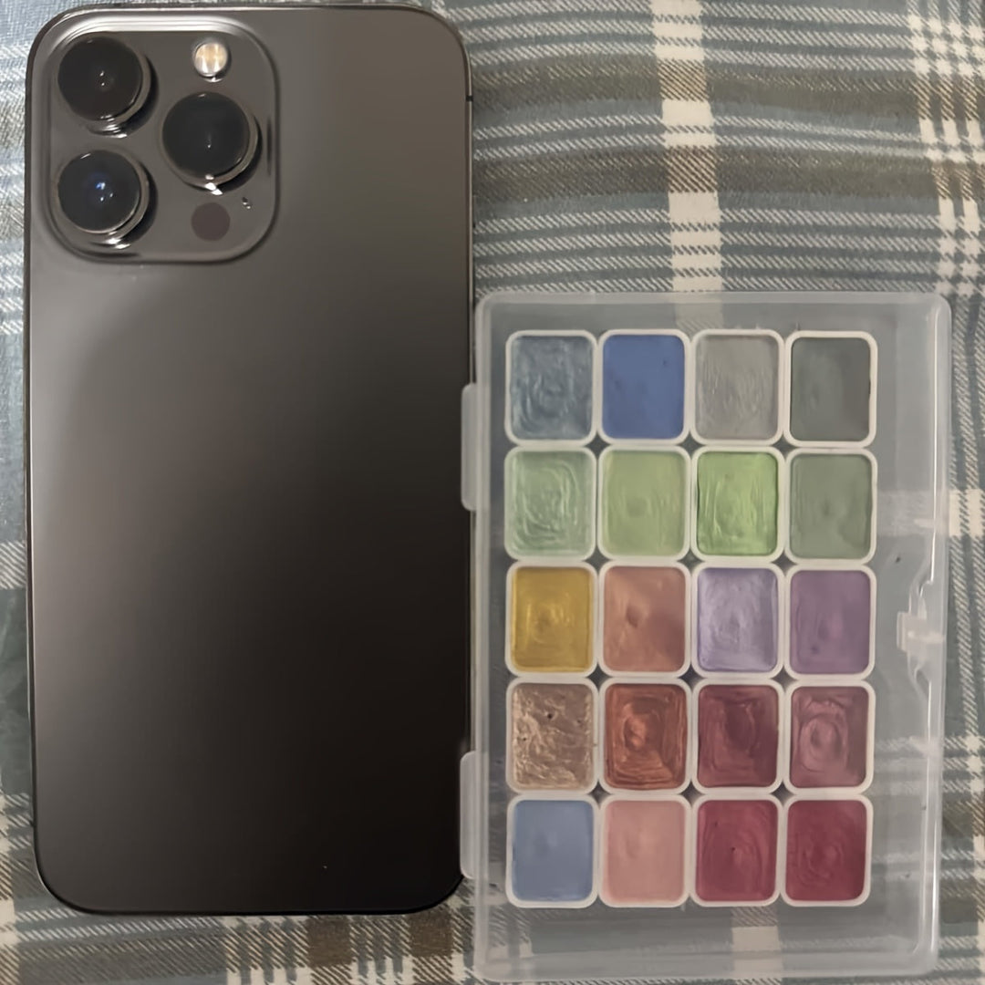 Komplett set med 20 pärlemor vattenfärger. Högkvalitativa pigment för konstnärlig målning & kalligrafi.