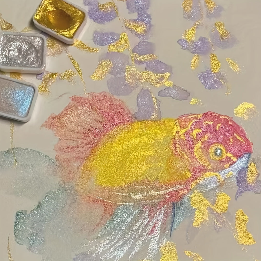 Pärlemor vattenfärgset, 20 färger. Konstnärspigment för kreativa målningar och vacker kalligrafi.