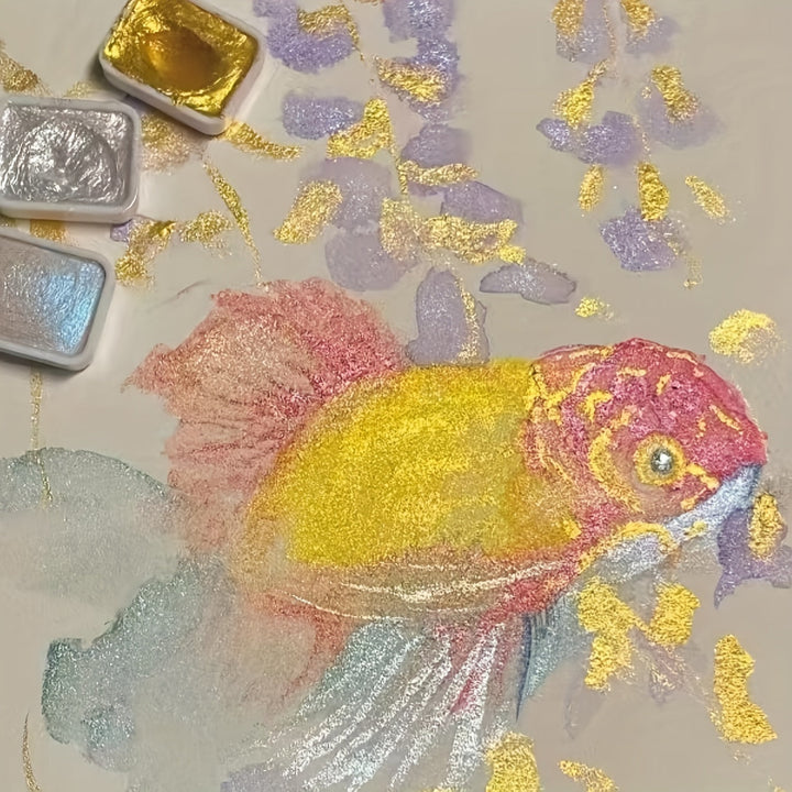 Pärlemor vattenfärgset, 20 färger. Konstnärspigment för kreativa målningar och vacker kalligrafi.