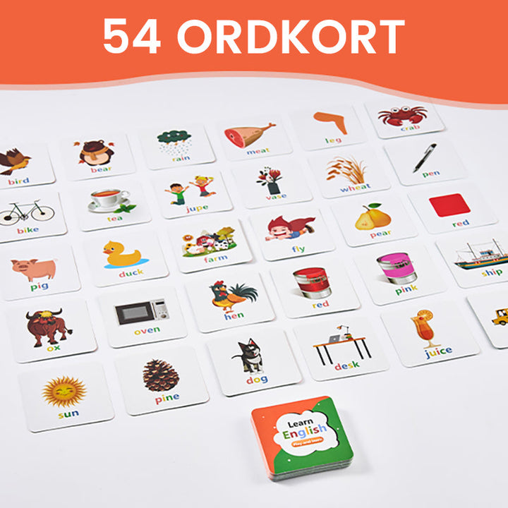 "Pedagogiskt matchande bokstavsspel för barn, färgglada träbitar och ordkort för inlärning och lek."