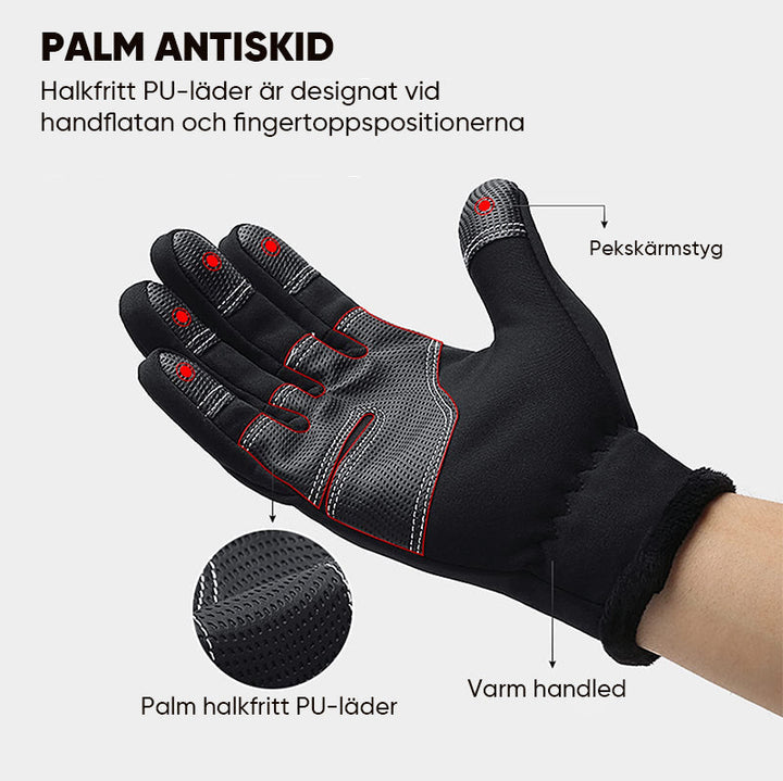 "Pekvänliga vindtäta vinterhandskar, unisex, varmfodrade, perfekt för smartphonebruk i rosa, svart, grå, blå färger."