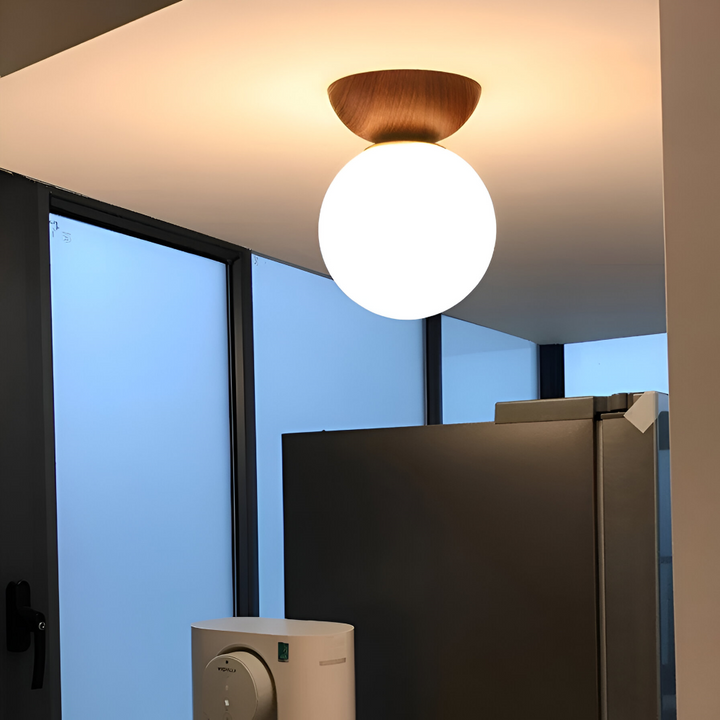 Perle LED-taklampa i japansk design. Modern pendellampa med pärlor för vardagsrum.
