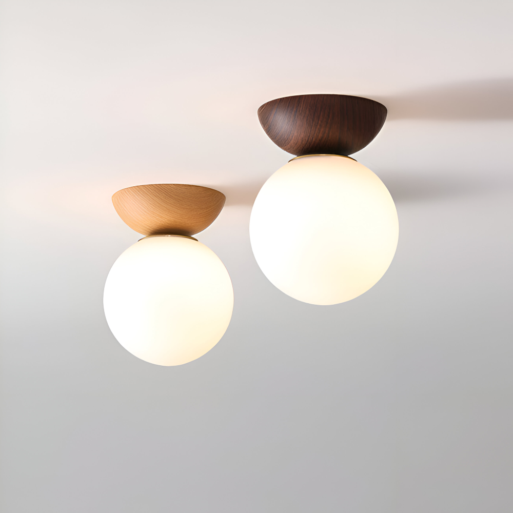 Unik Perle LED-taklampa. Japansk design med pärlor och trä. Modern och energieffektiv.