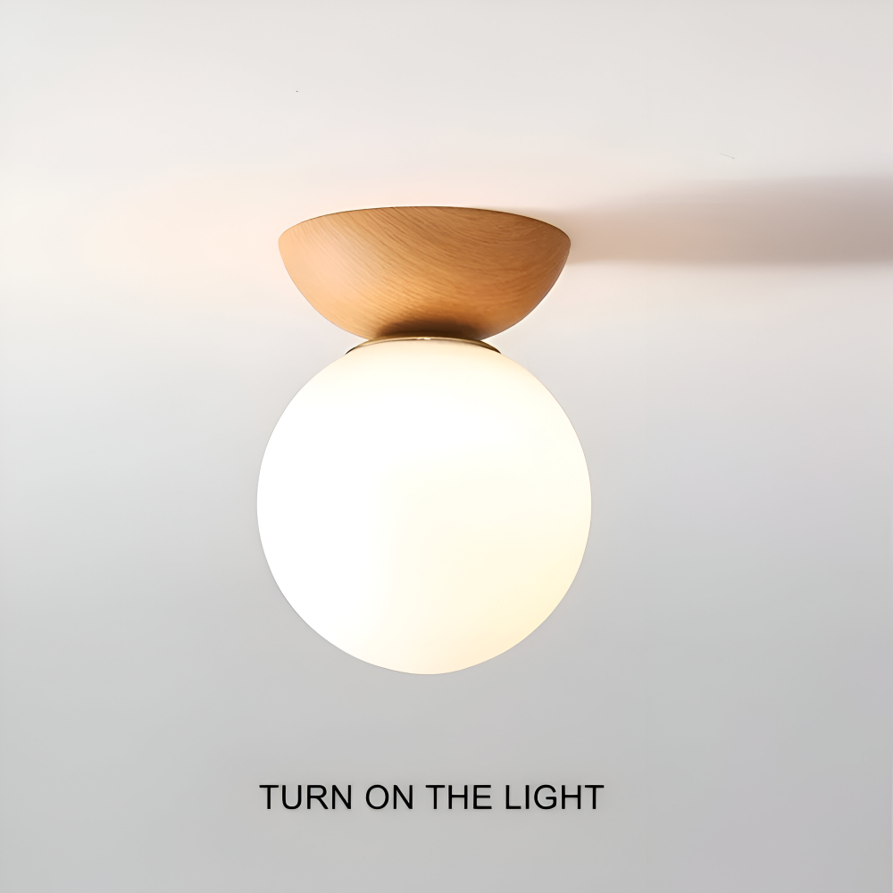 Minimalistisk japansk Perle LED-taklampa. Modern design, pärlor och valnöt för stilfullt hem.