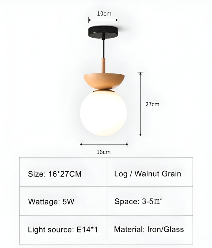 Slank Perle LED-taklampa. Japansk design med eleganta pärlor och valnötsträdetaljer.