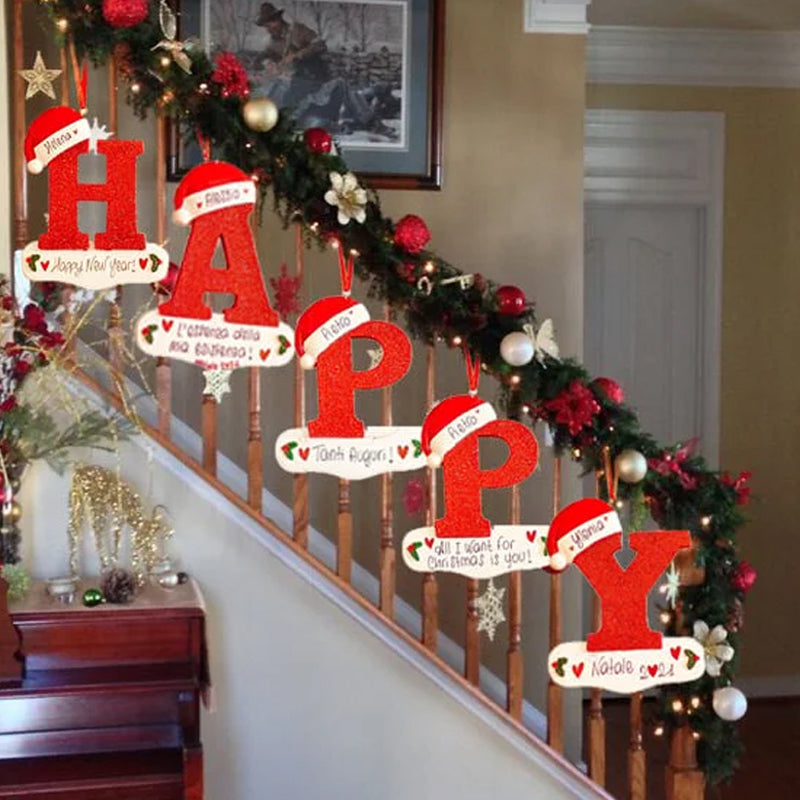 "Personligt julhängande akrylornament med rött band, perfekt för att anpassa och dekorera julgranen."