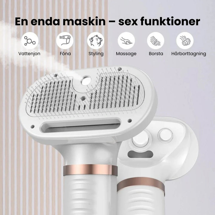 En Petdryer Pro 3-i-1 används för att torka och borsta en hundpäls. Ger snabb & skonsam torkning.