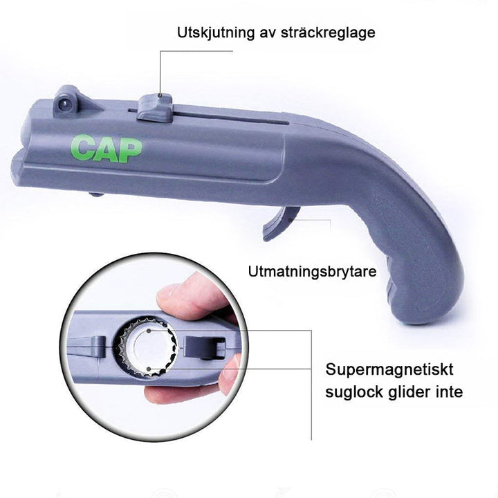 "Pistolformad korkskruv i grått, unik flasköppnare med skjutfunktion för rolig och stilfull flasköppning, kök och matlagning.