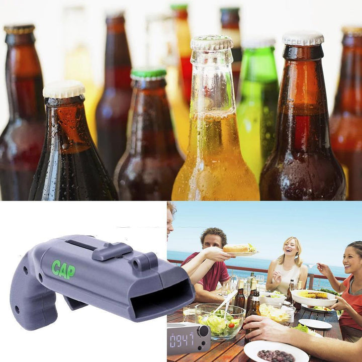 "Pistolformad korkskruv i grått, unik flasköppnare med skjutfunktion för rolig och stilfull flasköppning, kök och matlagning.