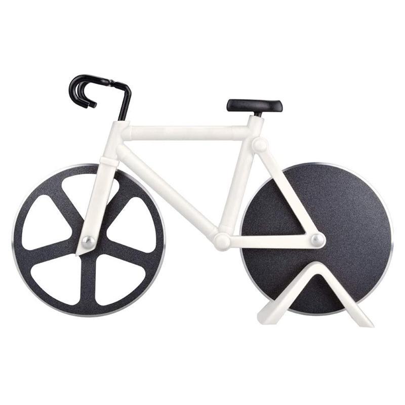 "Pizzaskärare i rostfritt stål, cykelformad, färgglad design, perfekt för köket, rolig och praktisk kökspryl 125x114 mm."