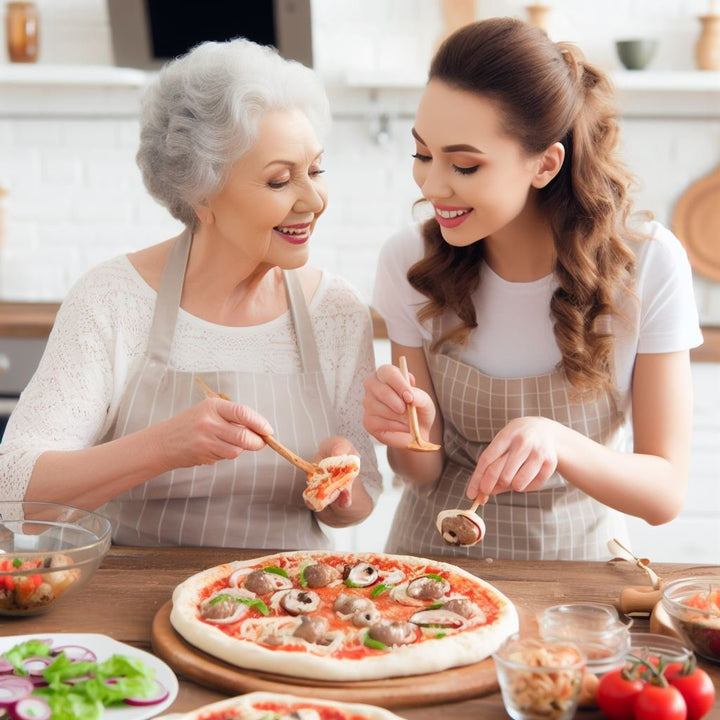 Innovativ pizzaspade med glidmatta och skjutmekanism, gör det enkelt att flytta pizza. Ett måste för bakning.