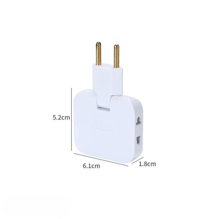 Kompakt säkerhetskontakt, 3-vägs adapter. Platt design för grenuttag i hemmet, flexibelt och diskret.