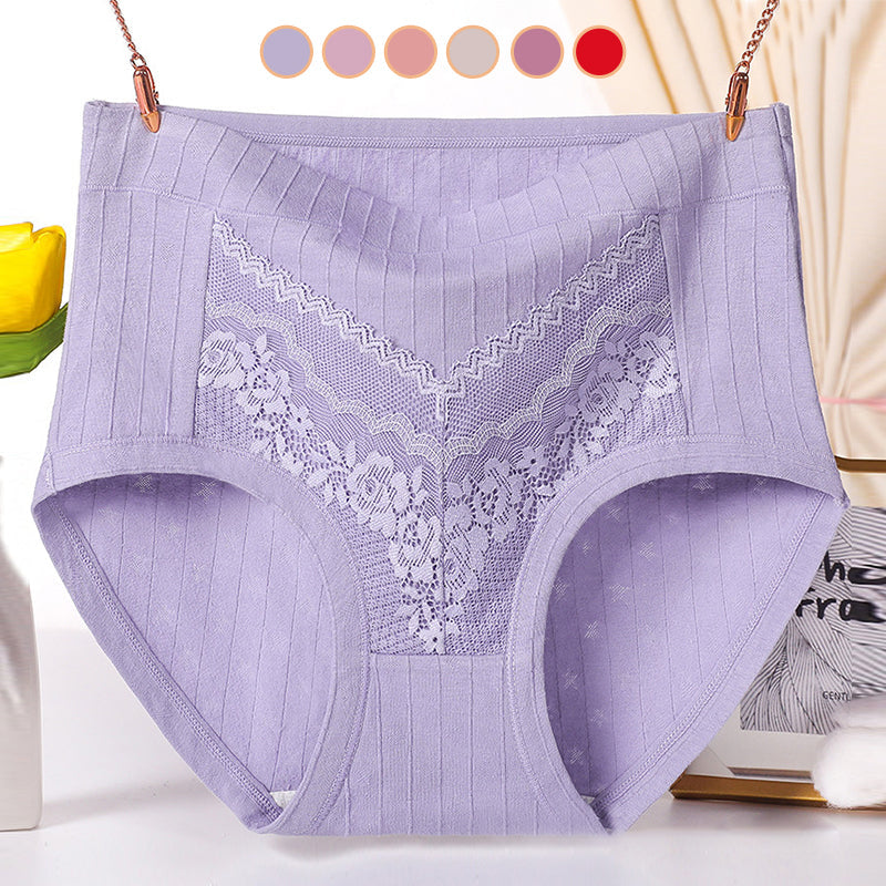 "Plus size högmidjade bomullstrosor i mörklila med elastiskt midjeband, komfortabel passform och mjukt material."