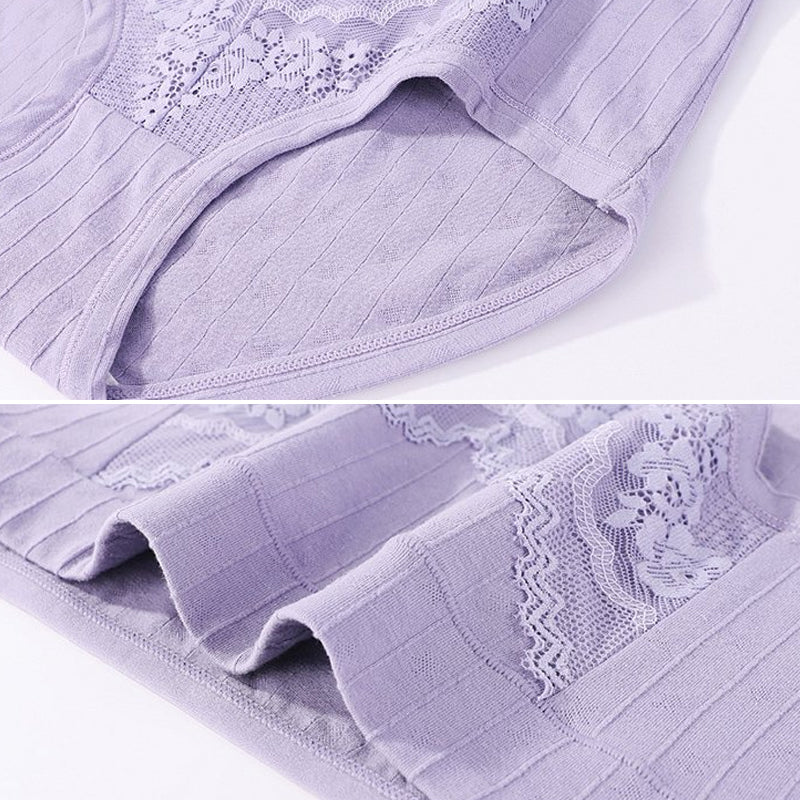 "Plus size högmidjade bomullstrosor i mörklila med elastiskt midjeband, komfortabel passform och mjukt material."