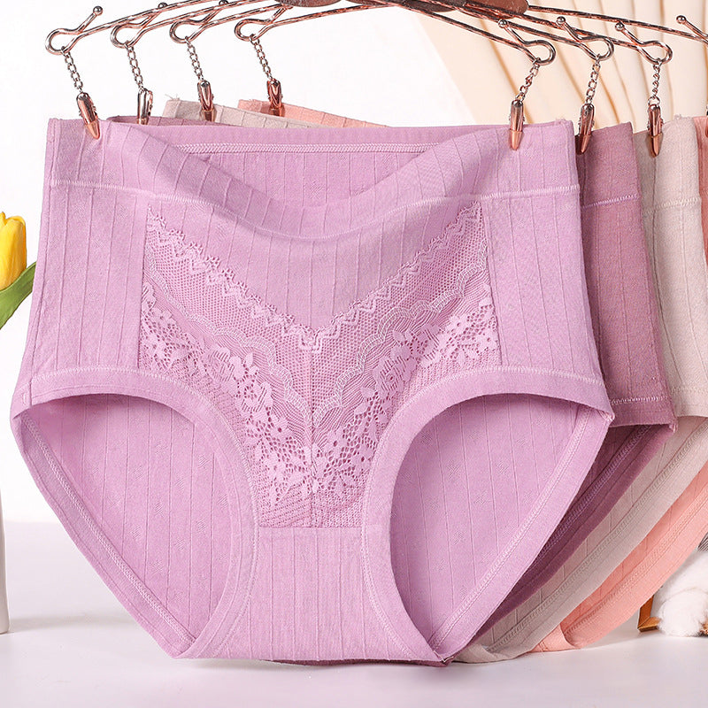 "Plus size högmidjade bomullstrosor i mörklila med elastiskt midjeband, komfortabel passform och mjukt material."